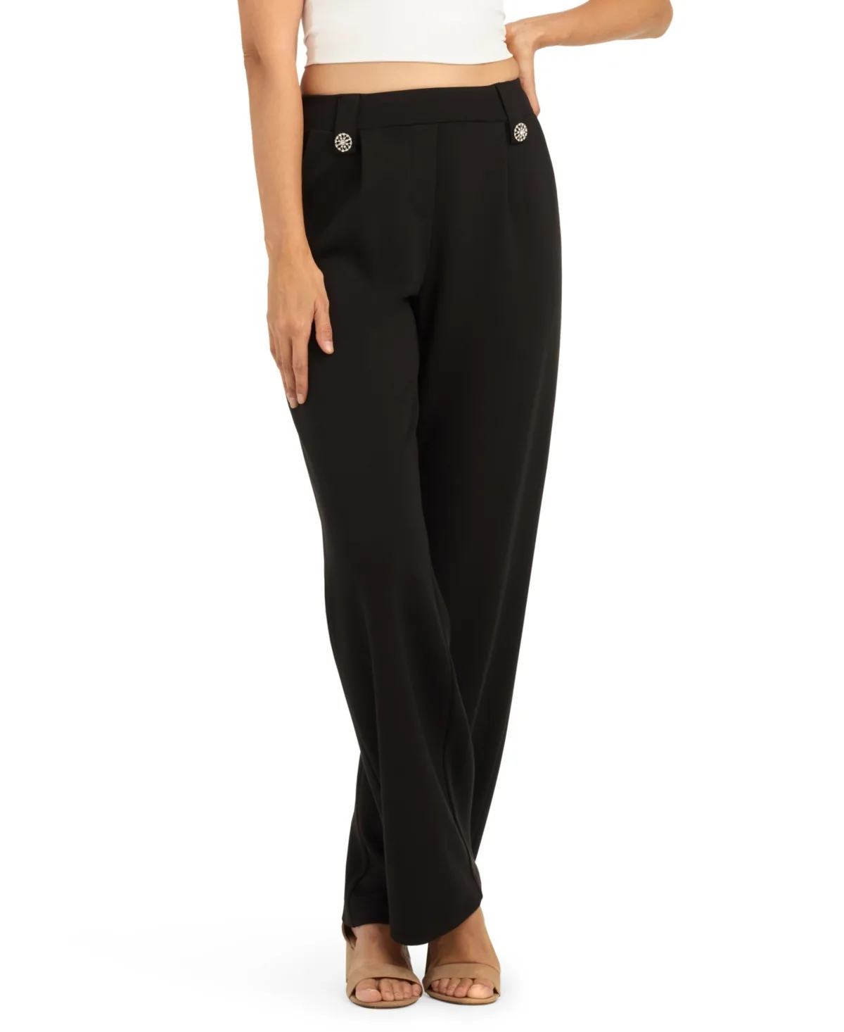 Lightweight Scuba High-Waist Wide-Leg Pants by Bcx