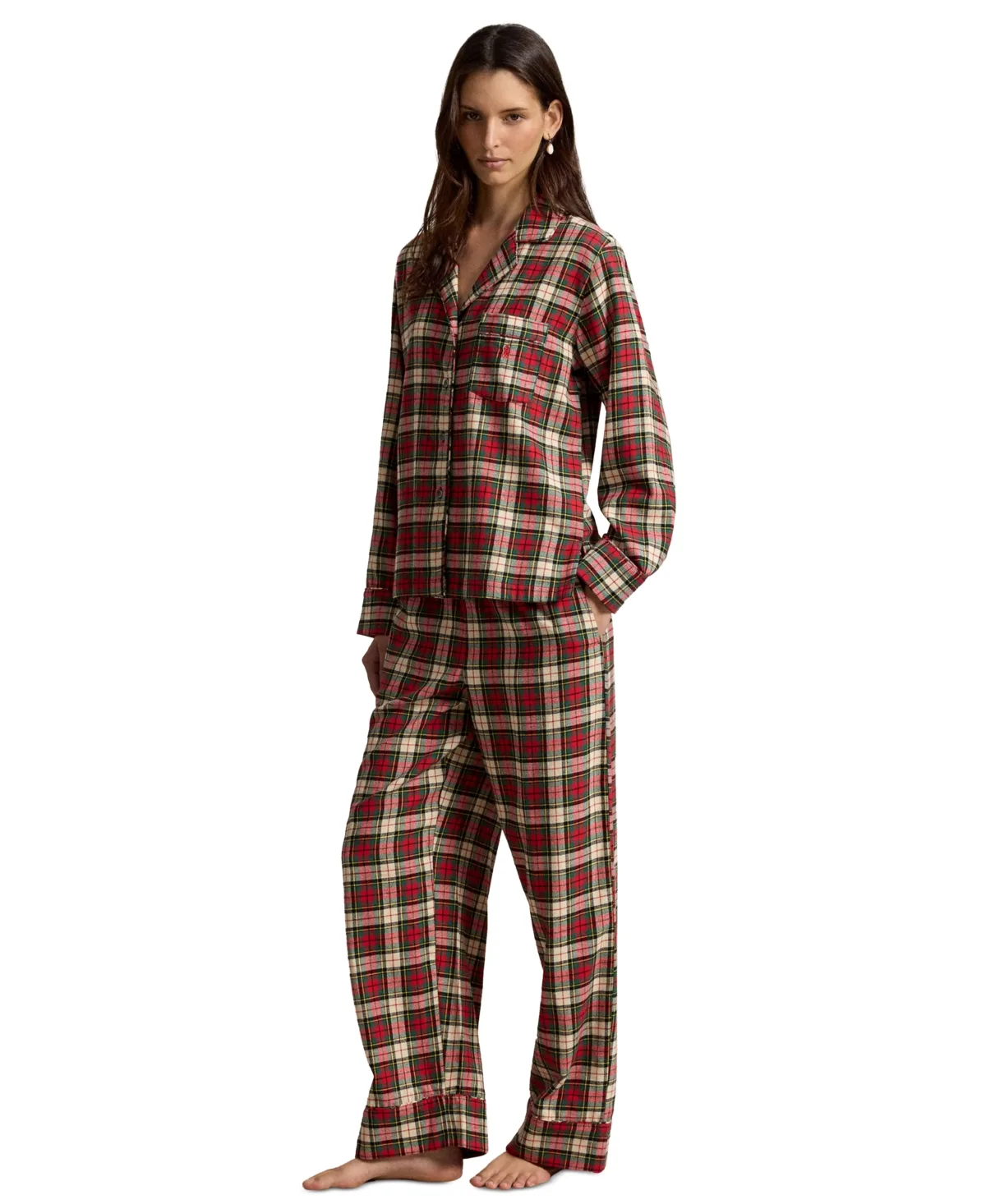 Madison Flannel Plaid Long-Sleeve Pajama Set by Polo Ralph Lauren