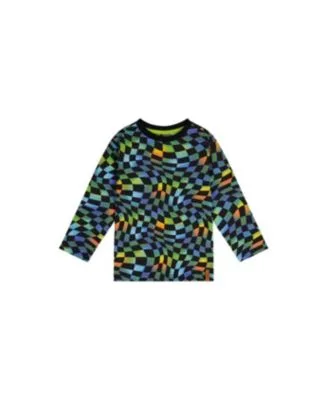 Cotton Long Sleeve T Shirt Checkered Print by Deux Par Deux