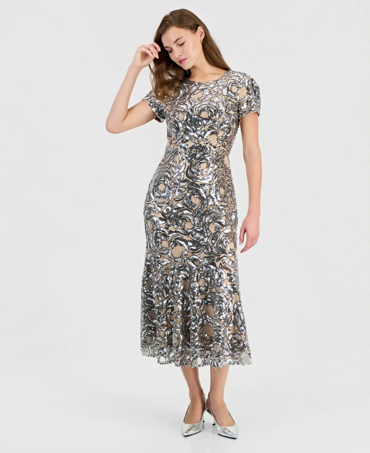 Rose Sequin Floral-Print Maxi Dress by Sam Edelman