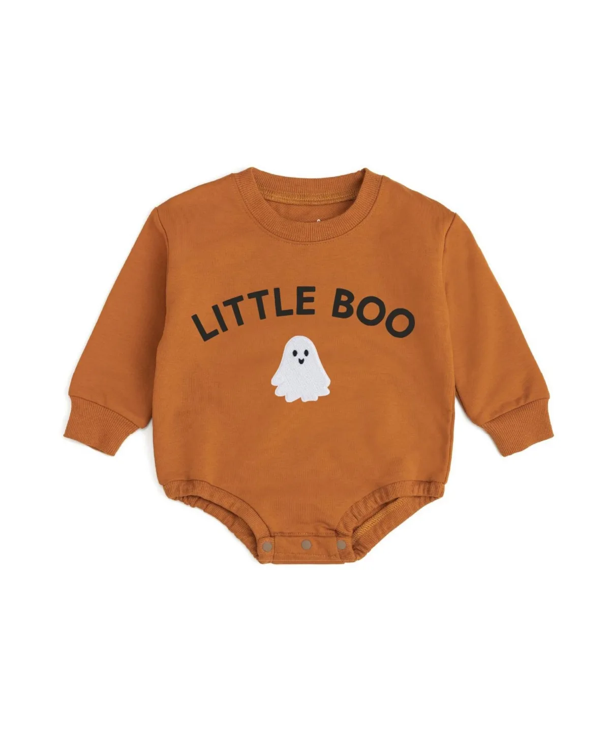 Boo Patch Long Sleeve Halloween Romper by Sweet Wink