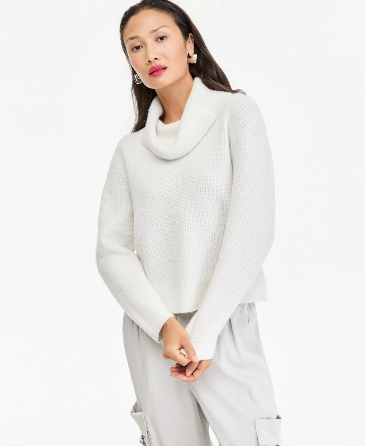 Cowl-Neck Long-Sleeve Sweater by INC International Concepts