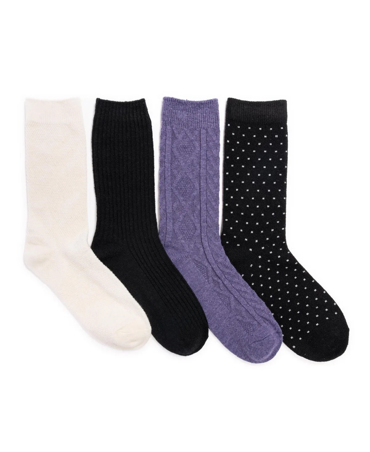 4 Pair Pack Crew Wool Blend Socks by MUK LUKS