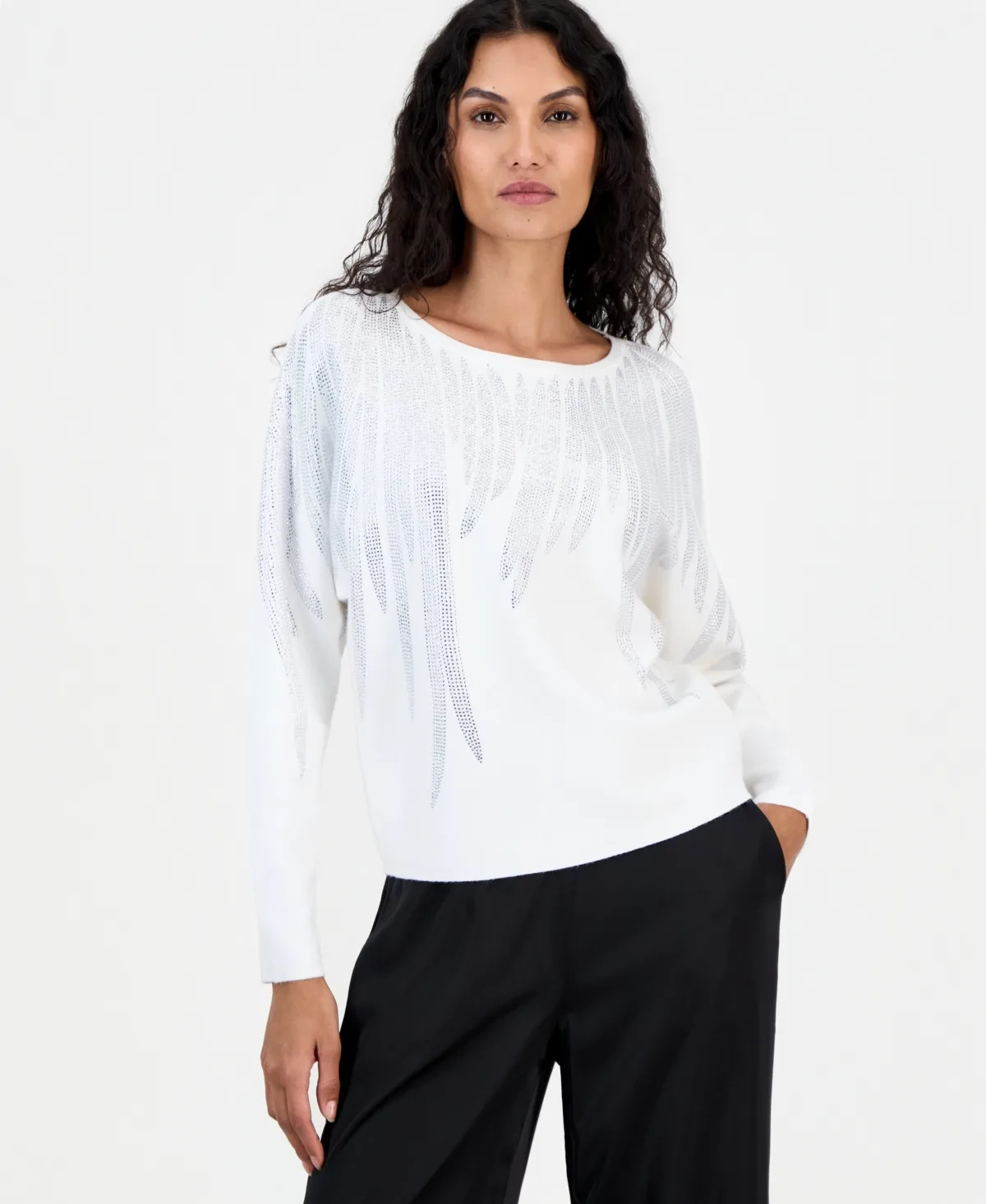 Long-Sleeve Crewneck Dolman Sweater by Tahari