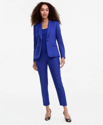 Notch Lapel Single Button Blazer Scoop Neck Sweater Tank Top Classic Mid Rise Straight Leg Pants by Tahari
