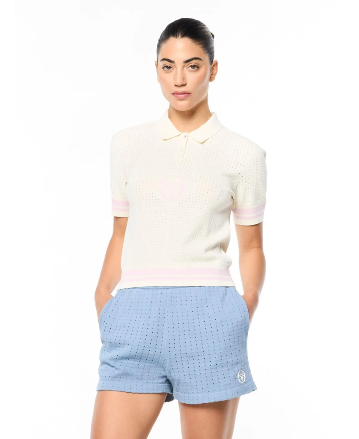Leila Short-Sleeve Pointelle-Knit Polo by Sergio Tacchini