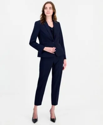 One Button Strip Shoulder Pad Blazer by Tahari