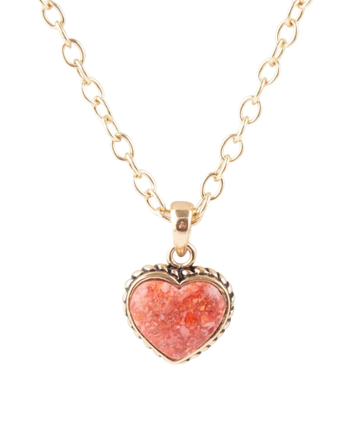 Genuine Orange Sponge Coral Heart Pendant Necklace by Barse
