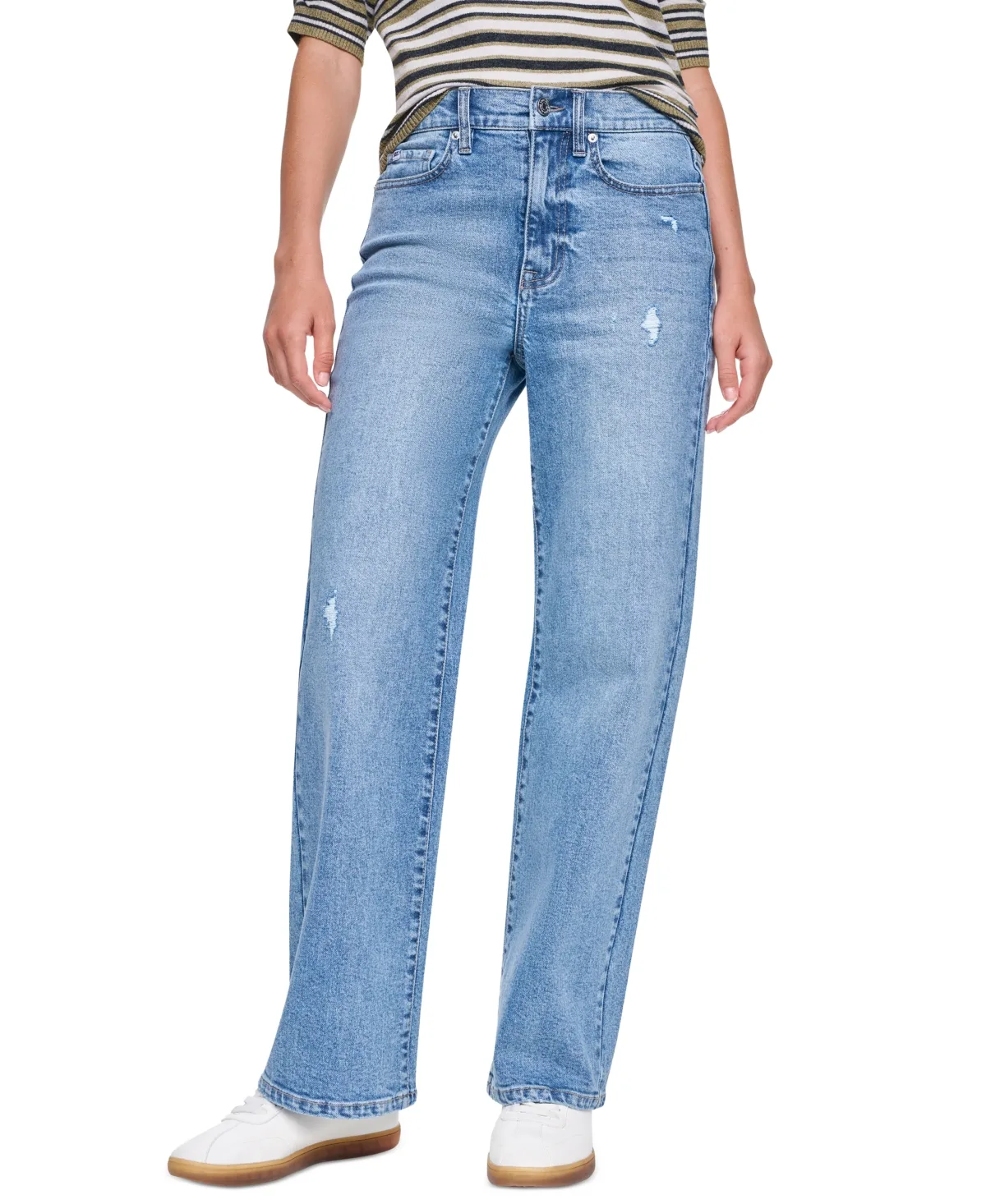 High-Rise Straight-Leg Light Rinse Jeans by DKNY