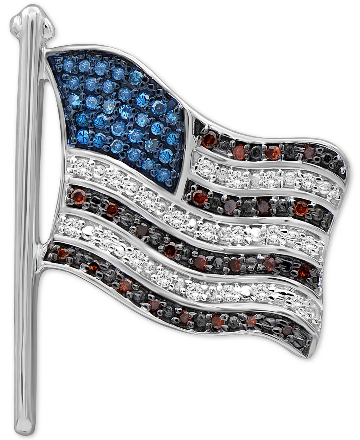 Diamond Flag Pin (1/4 ct. t.w.) in Sterling Silver by Macy's