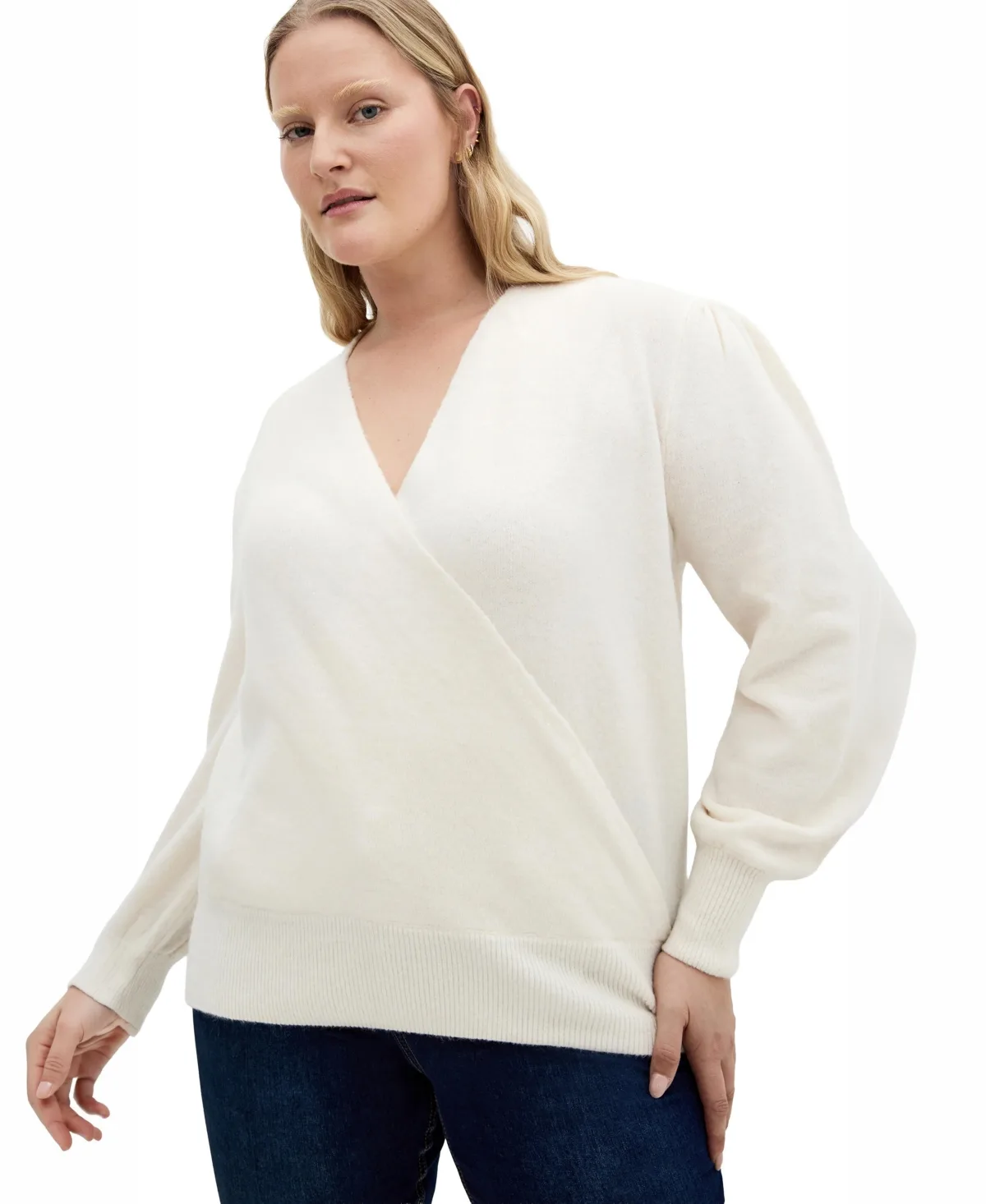 Ivana V Neck Knit Jumper by City Chic