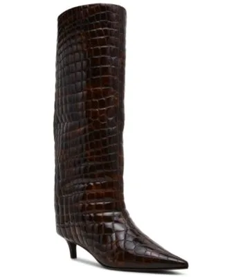 Lychee Kitten Heel Stovepipe Knee High Dress Boots Regular Wide Calf by Steve Madden