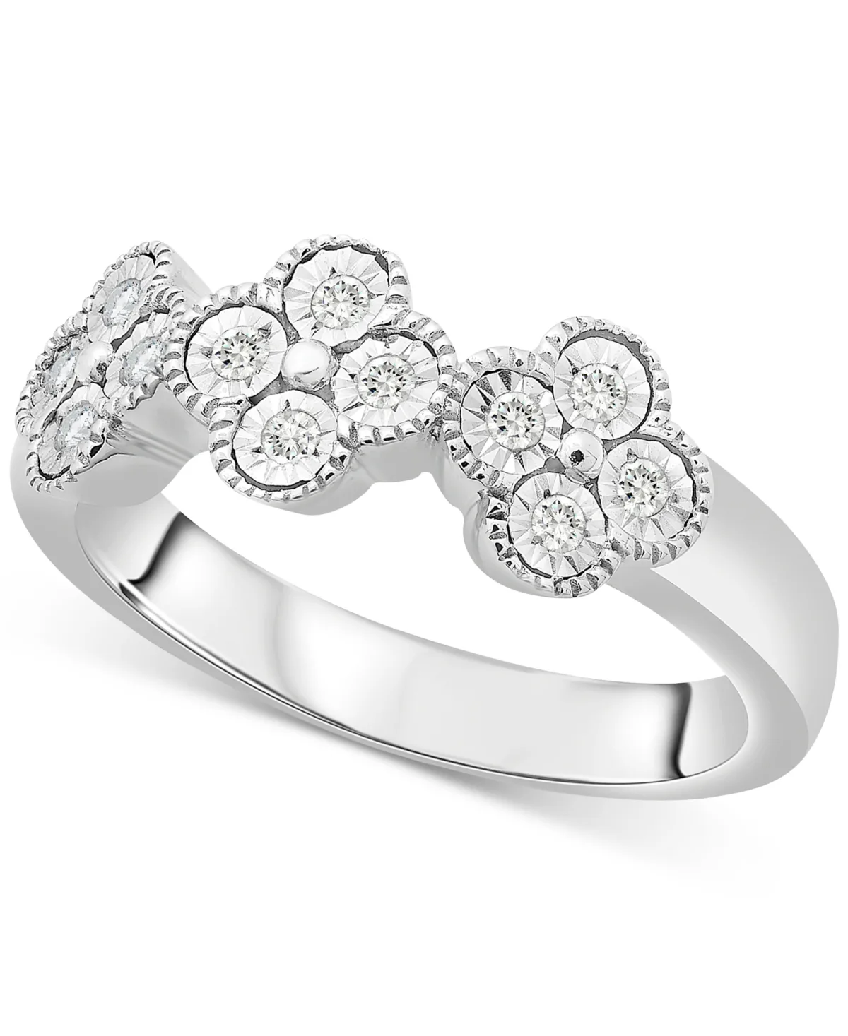 Diamond Quatrefoil Ring (1/6 ct. t.w.) in Sterling Silver by Macy's