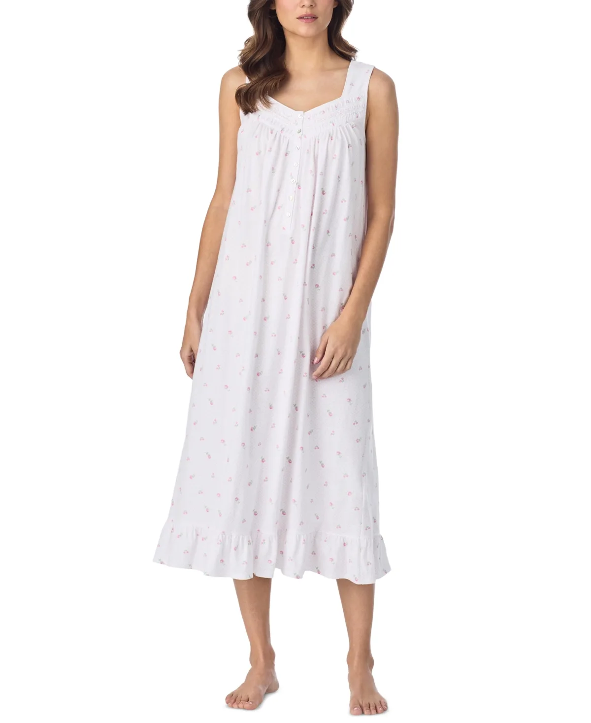 Sleeveless Cotton Jersey Knit Long Nightgown