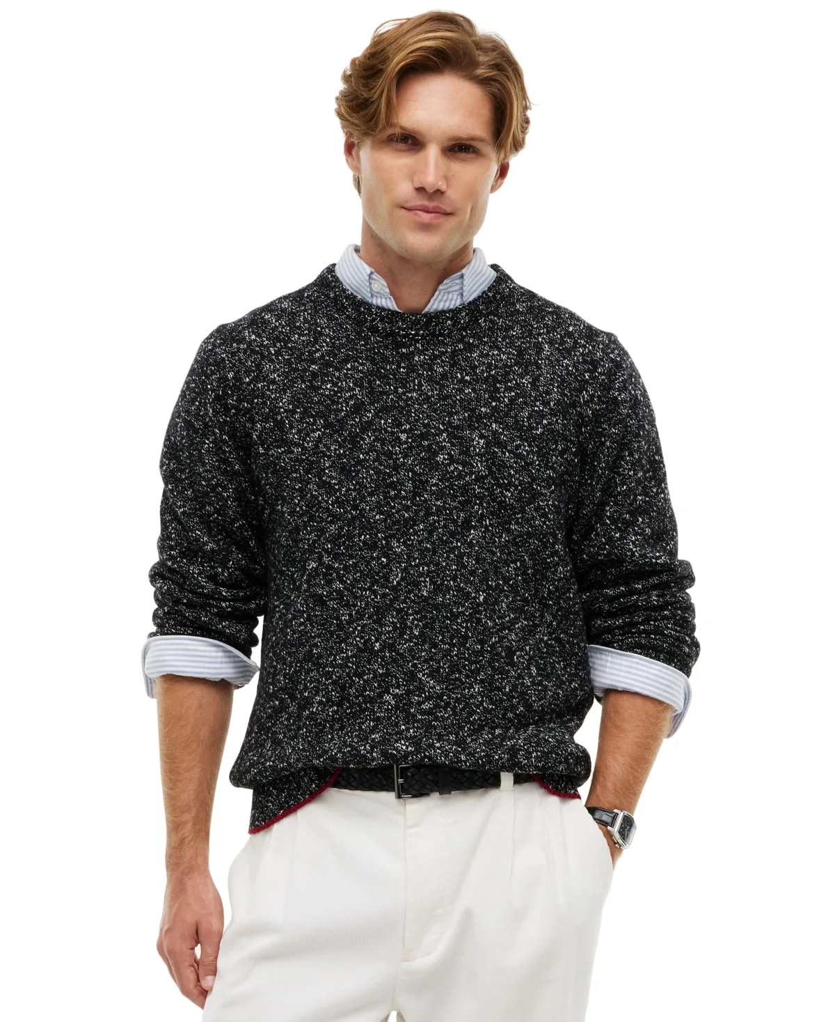 Donegal Regular-Fit Wool-Blend Crewneck Sweater by Tommy Hilfiger
