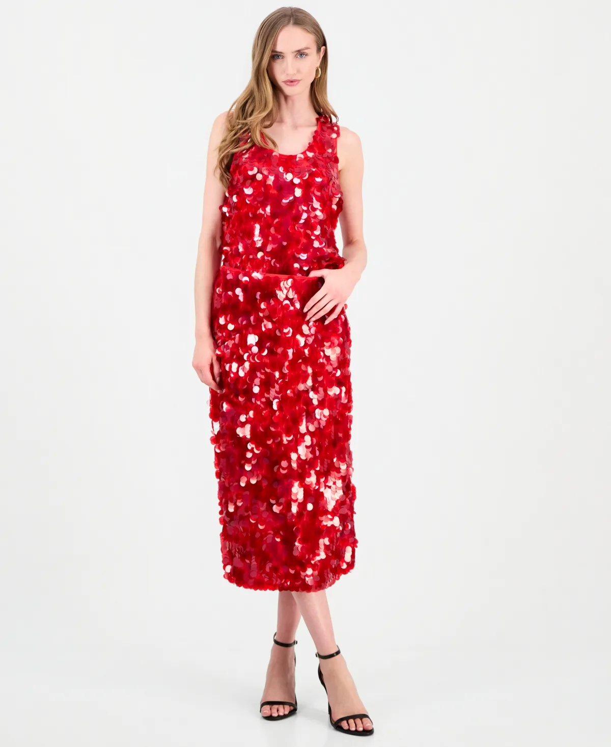 Sequin Pull-On Midi Skirt by Tahari