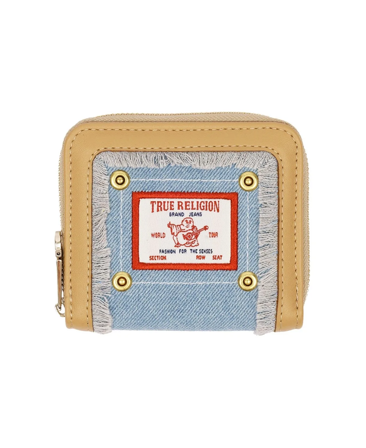 True Religion Frayed Edge Zip Around Small Wallet - Denim by True Religion