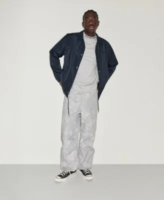 Converse Classic Fit Snap Closure Jacket Mock Neck T Shirt Styled with the Box Pattern Wide Leg Cargo Pants by Converse