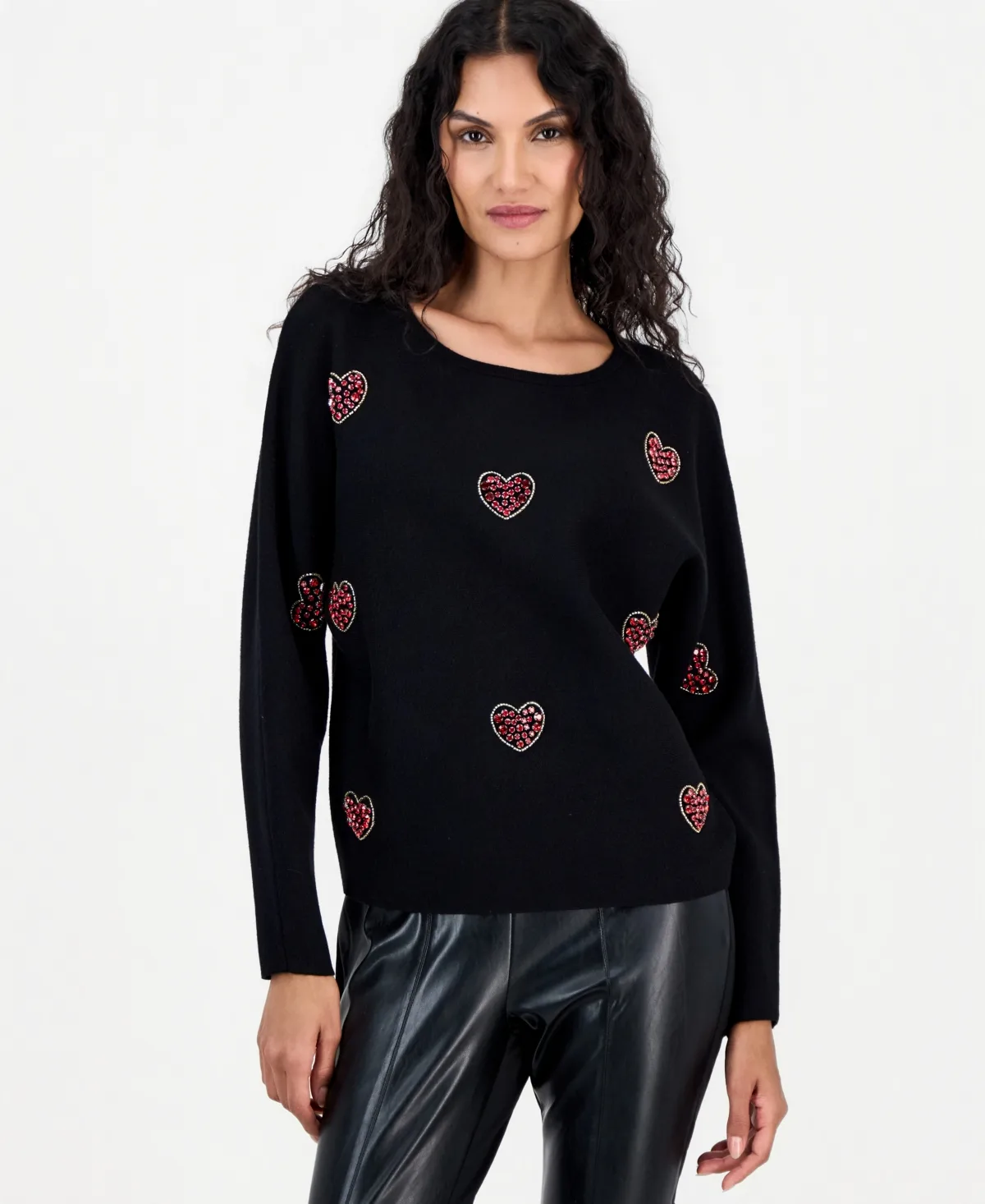 T Tahari Embellished Dolman Crewneck Sweater by Tahari