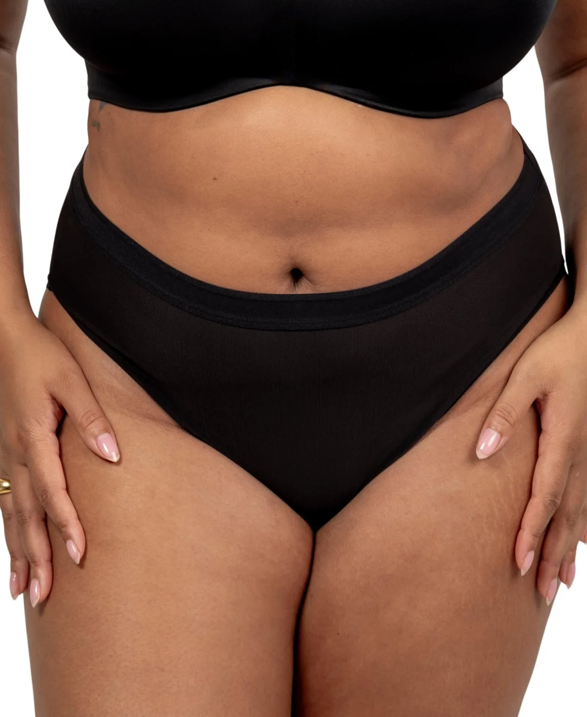 Curvy Couture Sheer Mesh High Cut Brief Panty by Curvy Couture