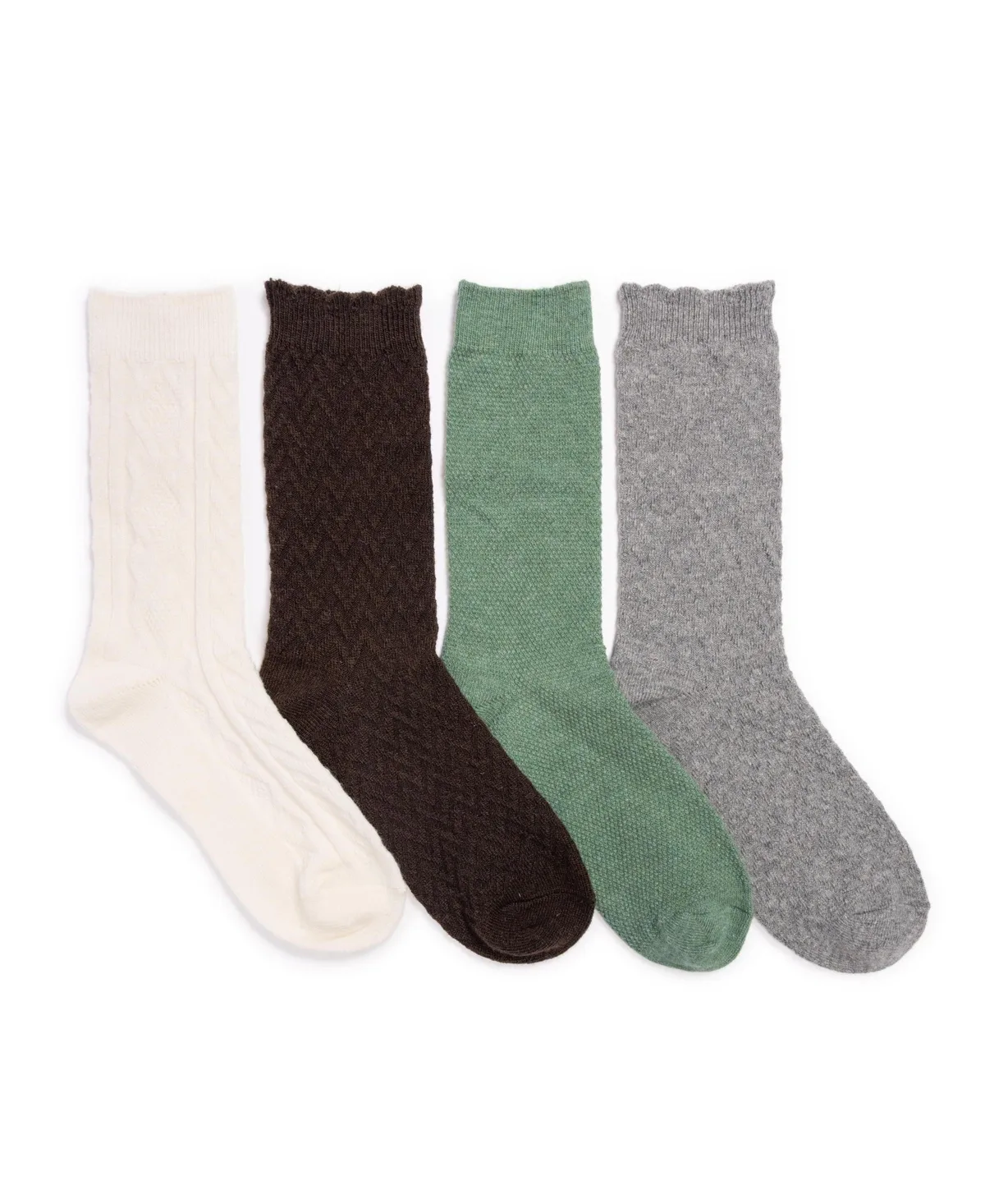 Muk Luks 4 Pair Pack Crew Wool Blend Socks by MUK LUKS