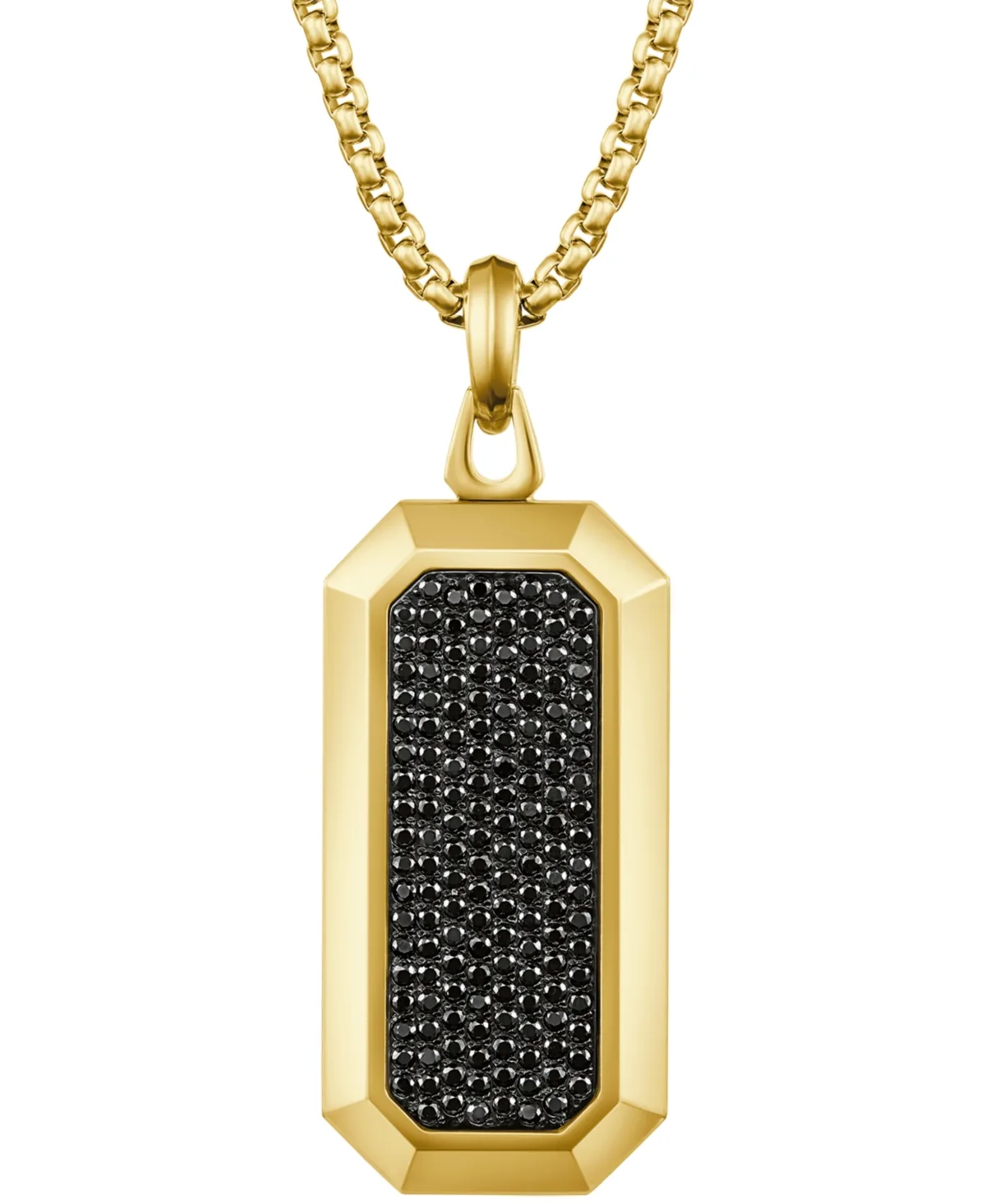 Bulova Black Spinel Octagonal Dog-Tag Pendant Necklace by Bulova