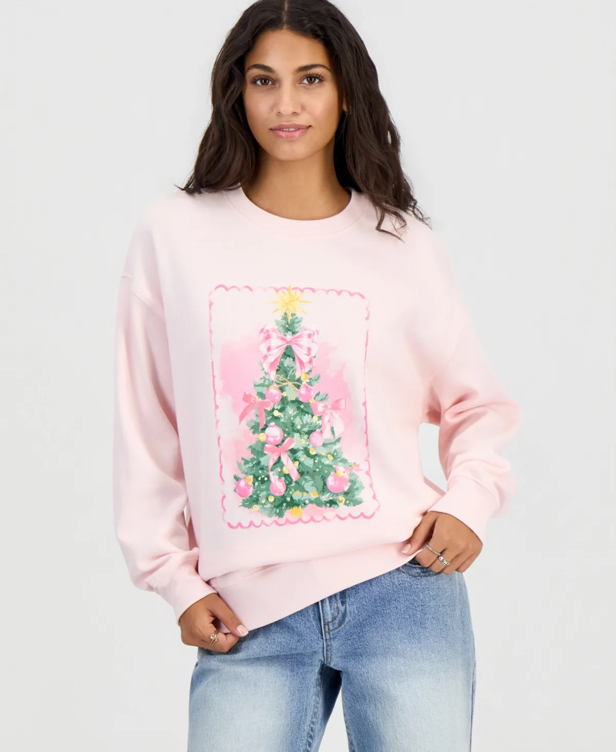Holiday Graphic Christmas Tree Fleece Sweatshirt by Rebellious One