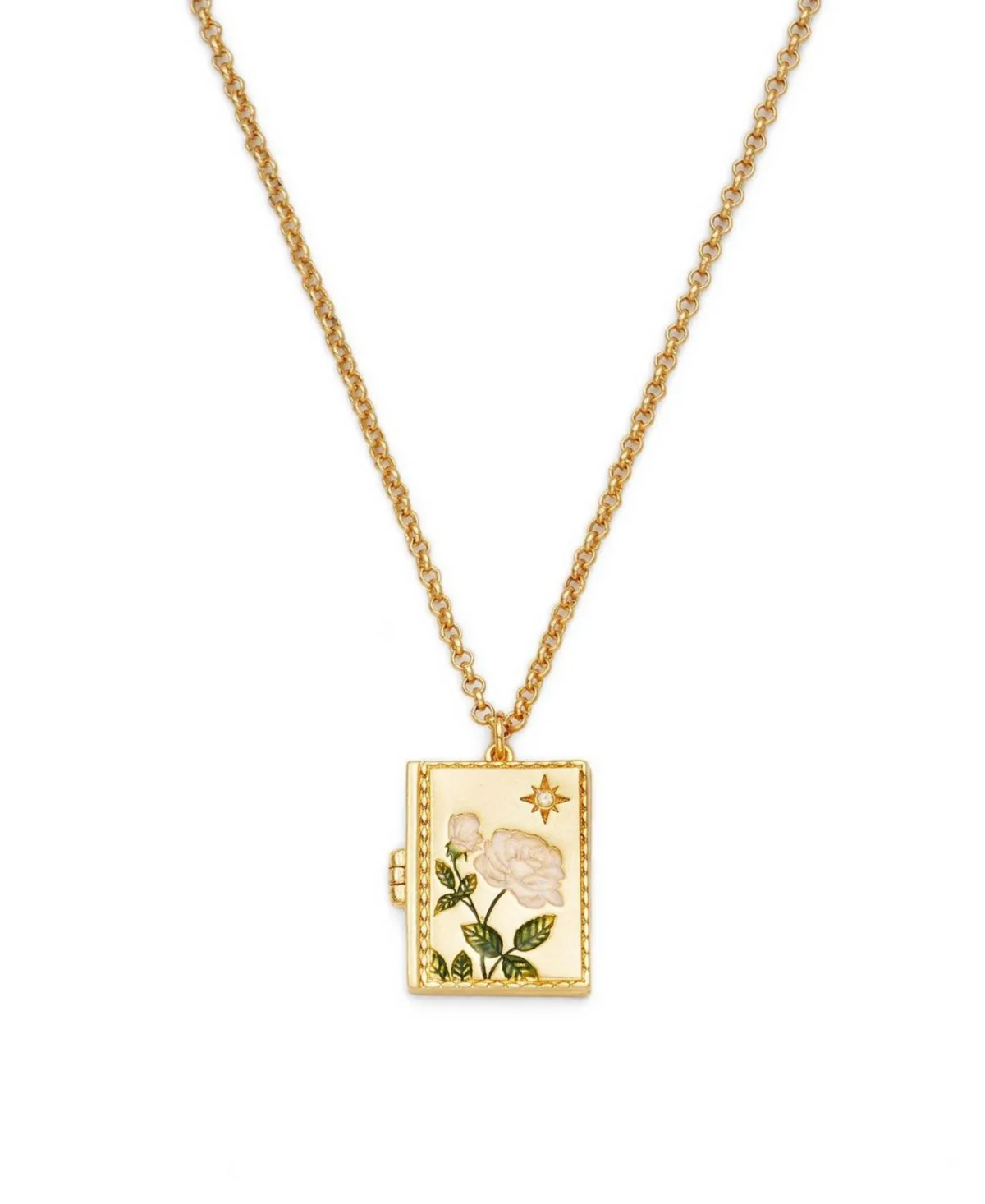 White English Rose Locket Necklace by Fable England