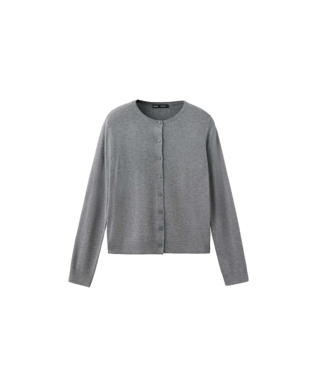 Knitted Button Crew-Neck Cardigan by Mango