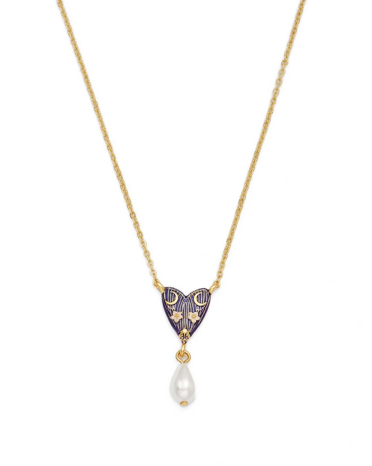 Jasmine Moon Butterfly and Pearl Necklace in Gold