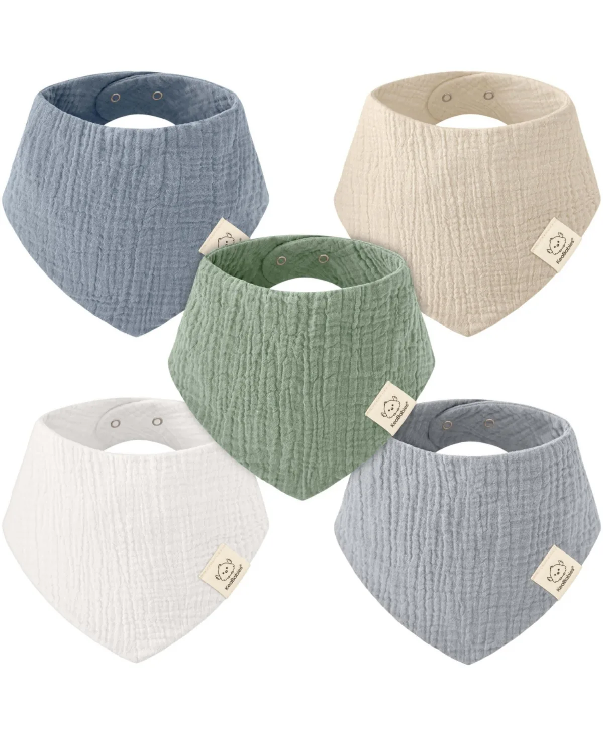 Lyra Cotton Muslin Adjustable-Neckline Bandana Bibs by Keababies
