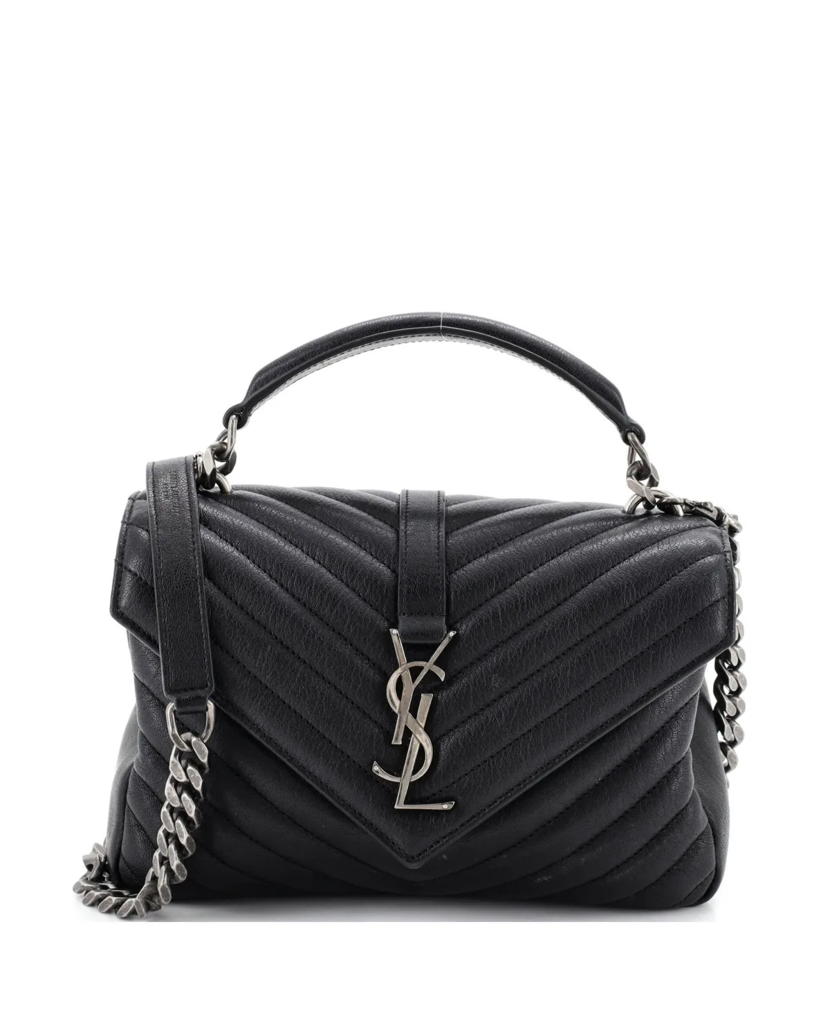 Pre-Owned Medium Classic Monogram College Bag Matelasse Chevron Leather by Saint Laurent