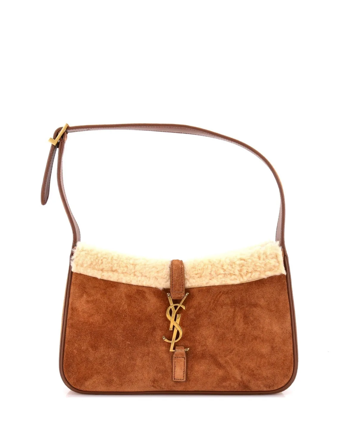 Pre-Owned Saint Laurent Small Le 5 a 7 Hobo Suede with Shearling by Saint Laurent