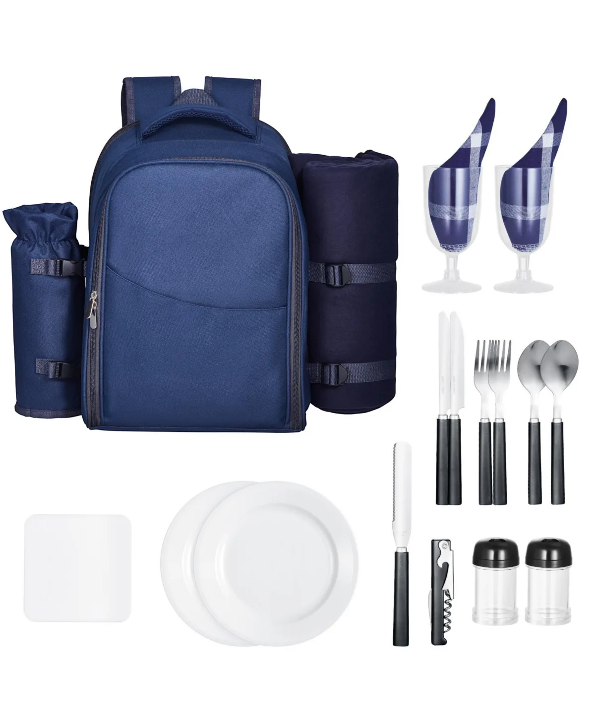20 L Insulated Picnic Backpack Set for 2 People with Plates and Cutlery by Hongge