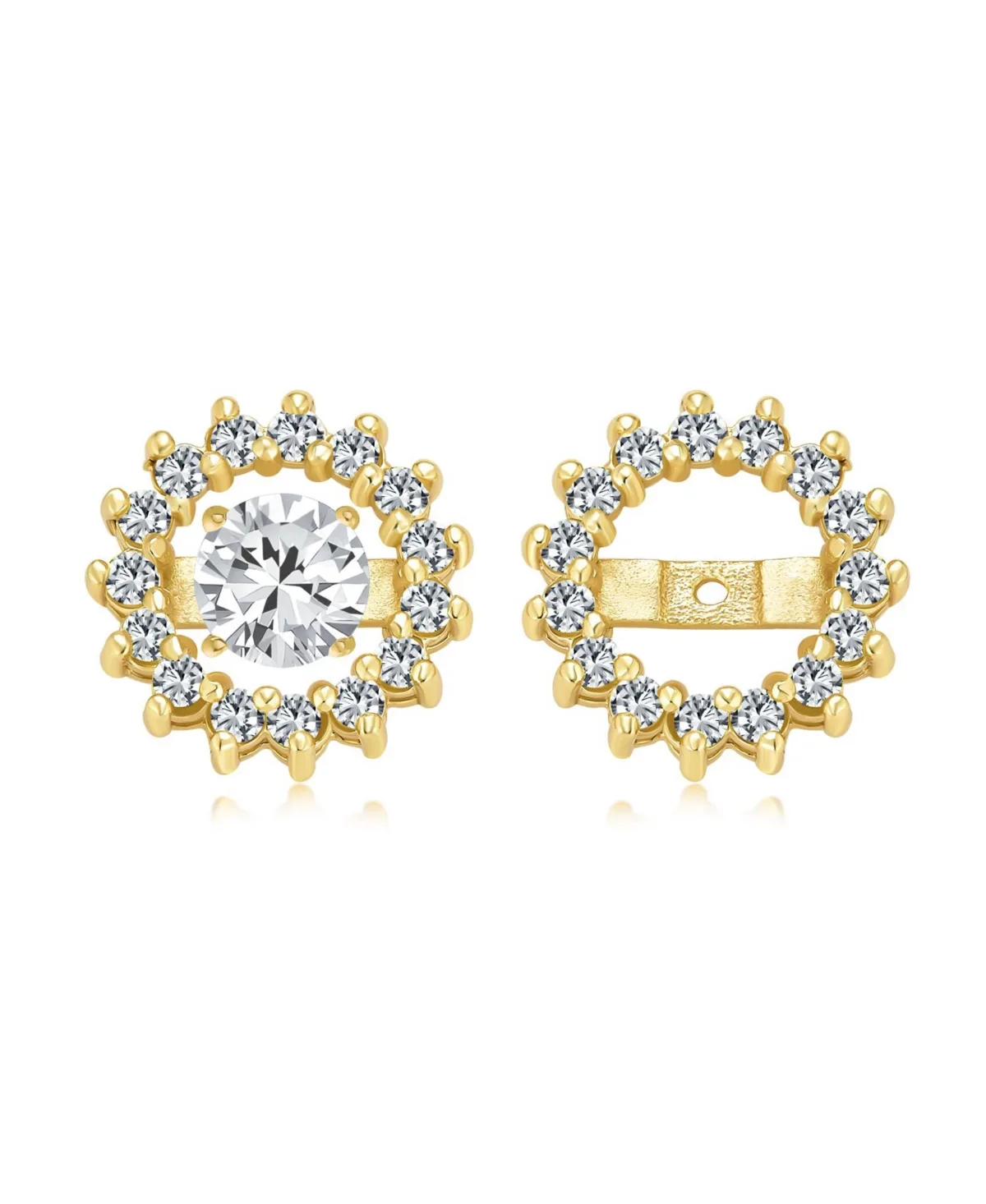 Removable Cz Halo Earring Jackets for Studs Gold Plated Sterling Silver by Bling Jewelry