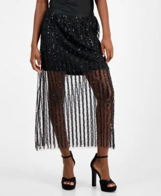 Sequin Stripe Maxi Skirt by And Now This