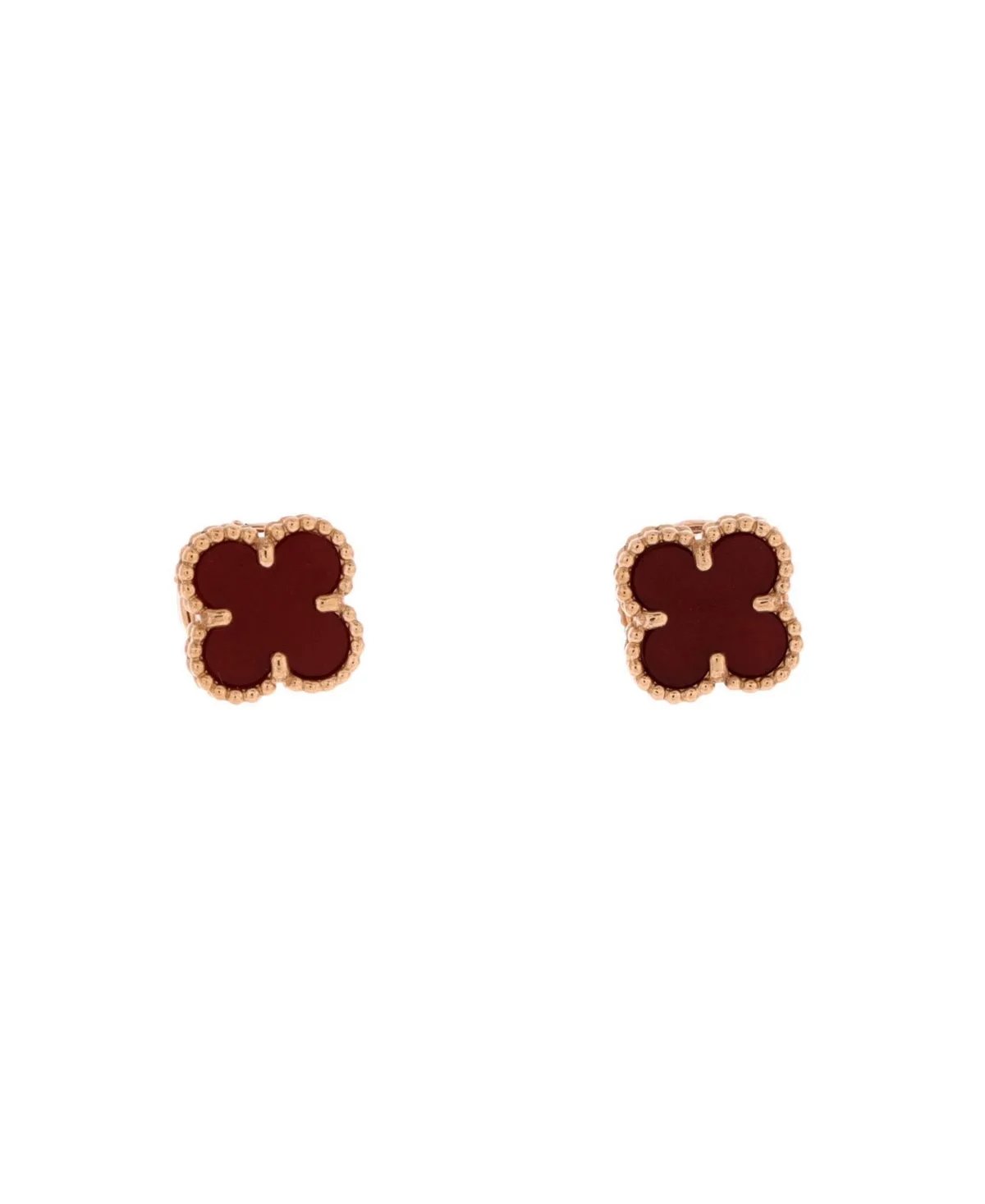 Sweet Alhambra Carnelian Stud Earrings in 18K Rose Gold by Pre Owned Van Cleef & Arpels
