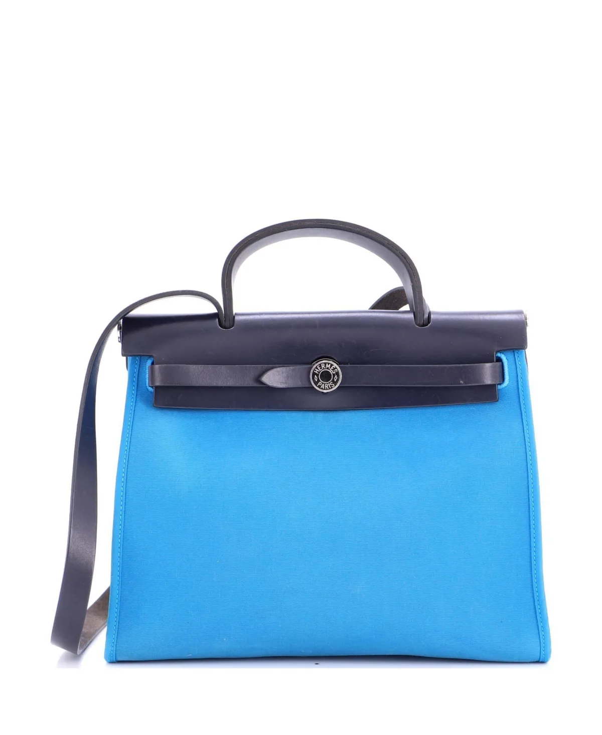 Herbag Zip Medium Leather and Canvas Shoulder Bag by Hermes
