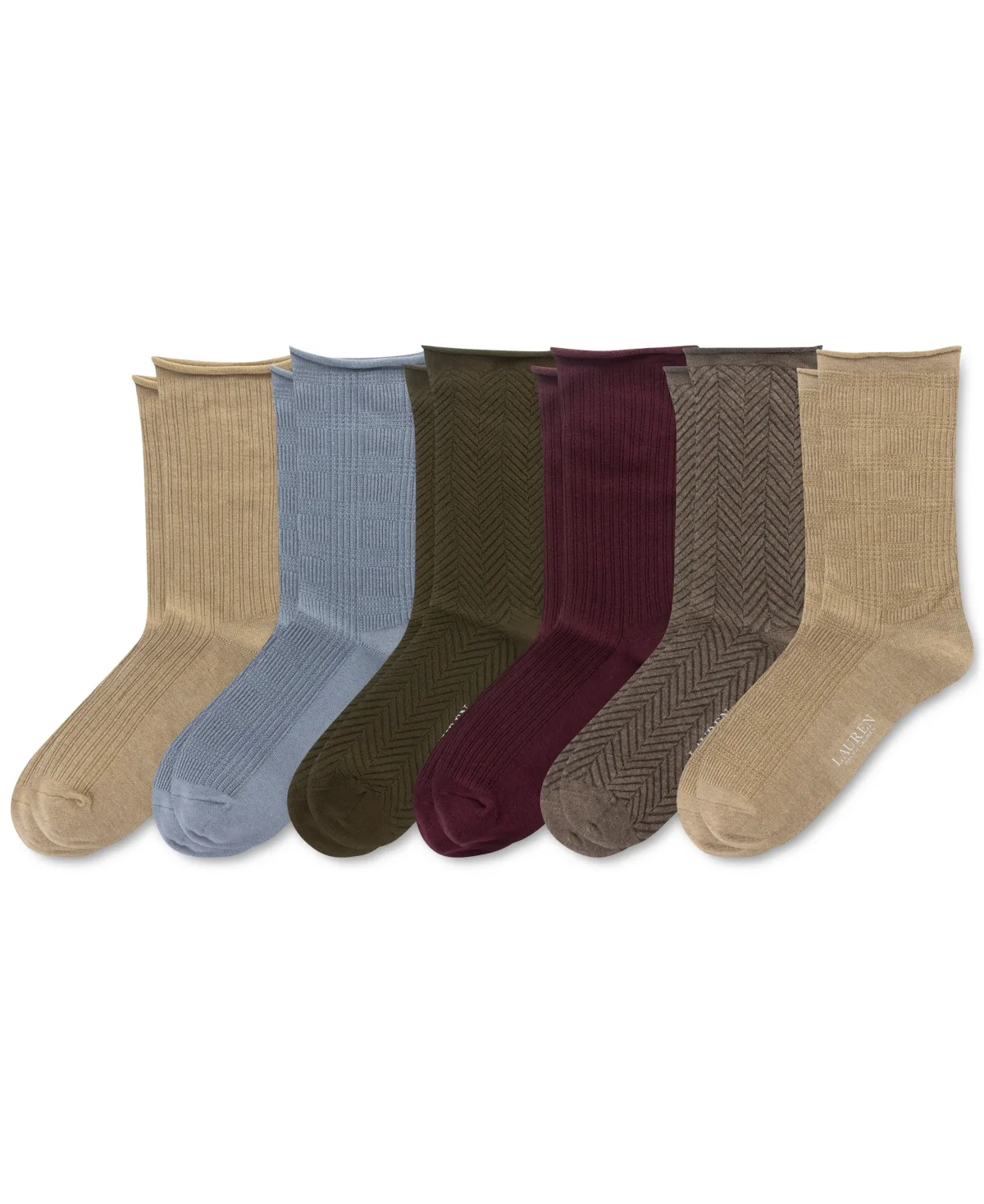 Lauren Ralph Lauren 6-Pk. Glen Plaid Roll-Top Slack Socks by Ralph Lauren
