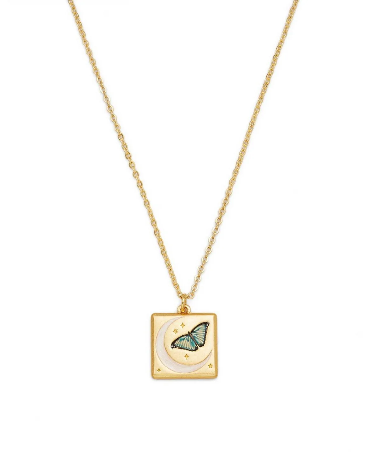 Butterfly and Moon Necklace in Gold