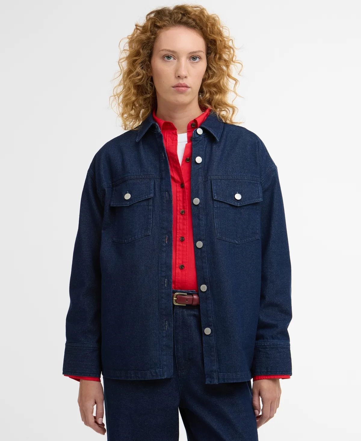 Long-Sleeve Collared Maia Denim Shirt