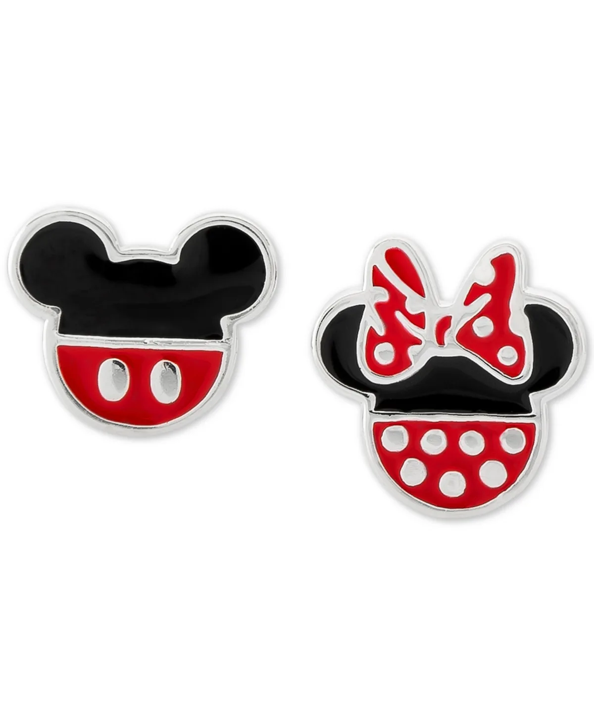 Minnie & Mickey Mouse Mismatched Stud Earrings in Sterling Silver by Disney