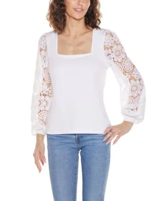 Crochet Lace Blouson Sleeve Sweater by Belldini