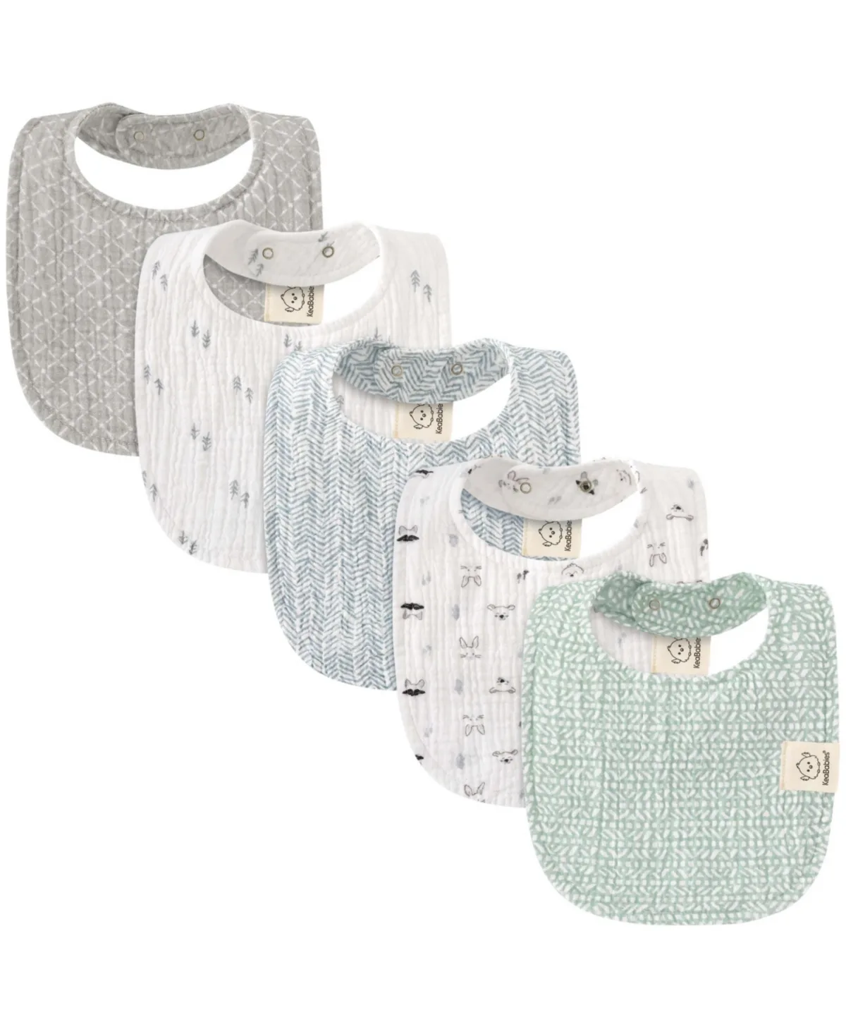 Lyra Muslin Bibs for Drooling and Teething 5-Pack Soft Cotton Bibs by Keababies