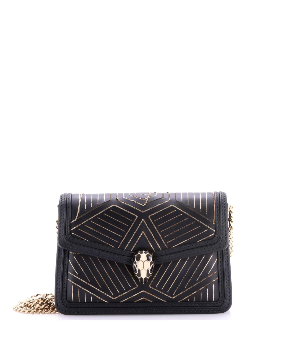 Pre-Owned Mini Serpenti Diamond Blast Shoulder Bag Embellished Leather by BVLGARI