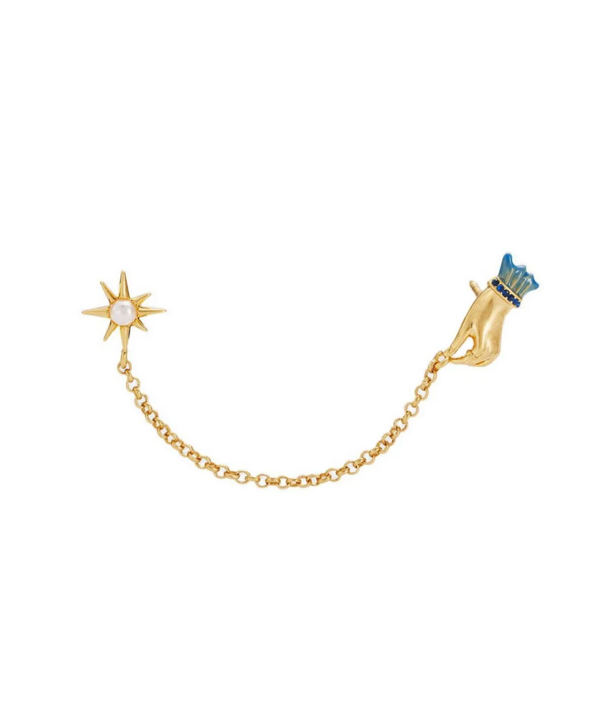 Palm of Your Hand Pearl Chain Collar Brooch by Fable England