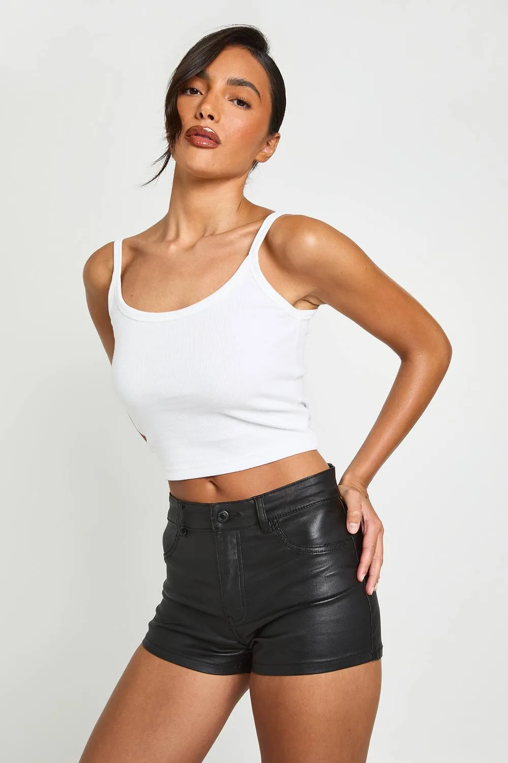 Coated Mini Short by boohoo