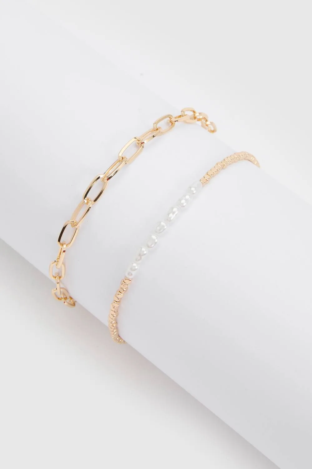 Pearl & Chain Anklets 2 Pack by boohoo