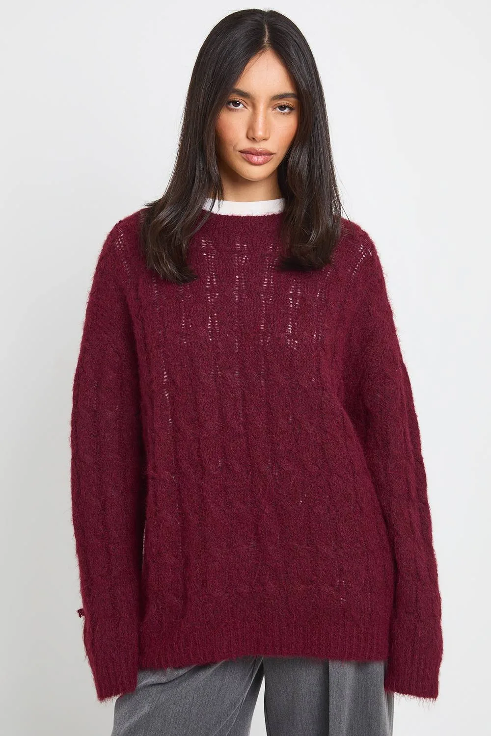 Crew Neck Cable Knit Jumper