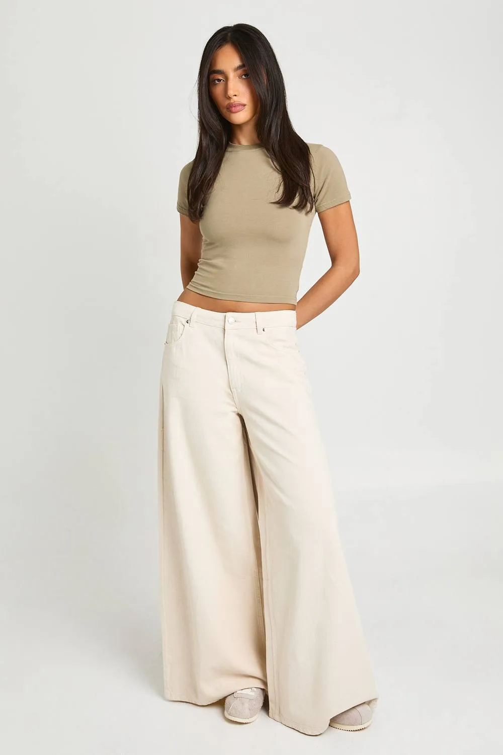 High Waist Super Wide Palazzo Jean by boohoo
